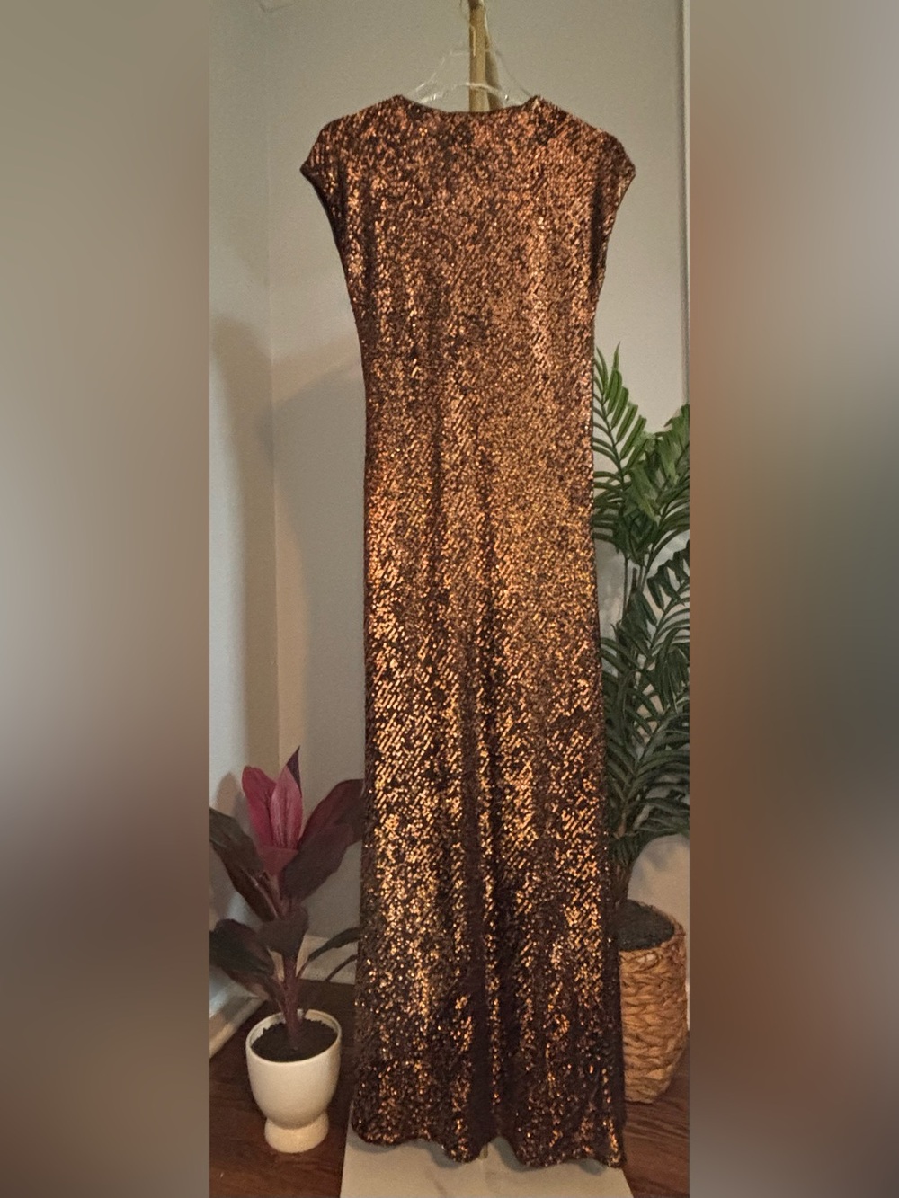 Johnny Was Bronze Sequin Maxi Dress - Picture 10 of 16